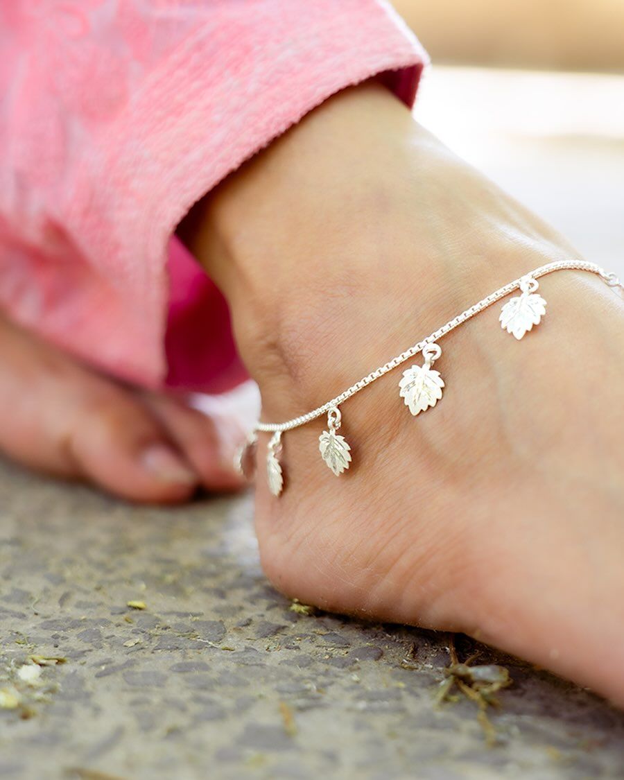 Oxidised Leaf Anklet