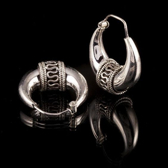 Oxidised Tribal Hoops